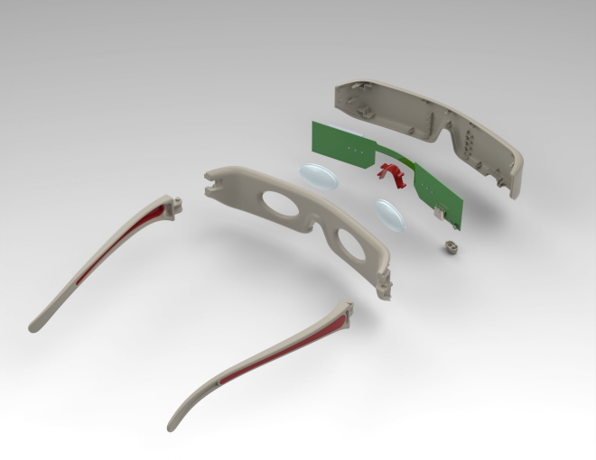 Exploded view of EyePower glasses